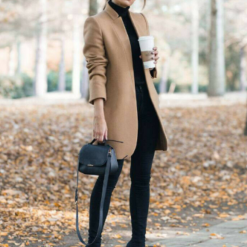 Regina | Damen Elegante Stehkragen Mantel | Lang