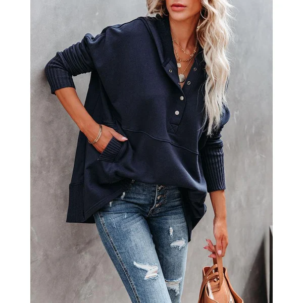 Amara - Lässige Herbst V-Ausschnitt Hoodie für Damen