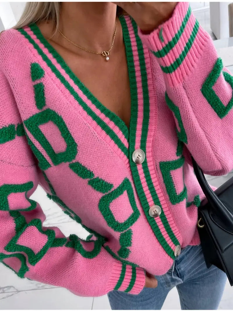 Silja - Schicker Cardigan mit kontrastierendem V-Ausschnitt