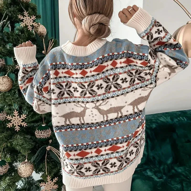 Maxine - Stilvoller und Lässiger Winter Grauer Pullover mit Rundhalsausschnitt für Damen
