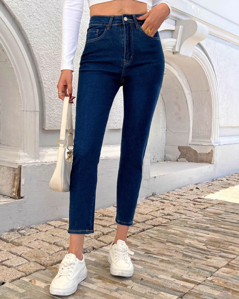 Kolumbianische Skinny Jeans mit Mittelhohem Bund und Stretch für Kurvige Frauen