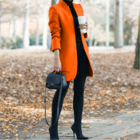 Sanie | Damen Eleganter Stehkragen Wintermantel | Lang