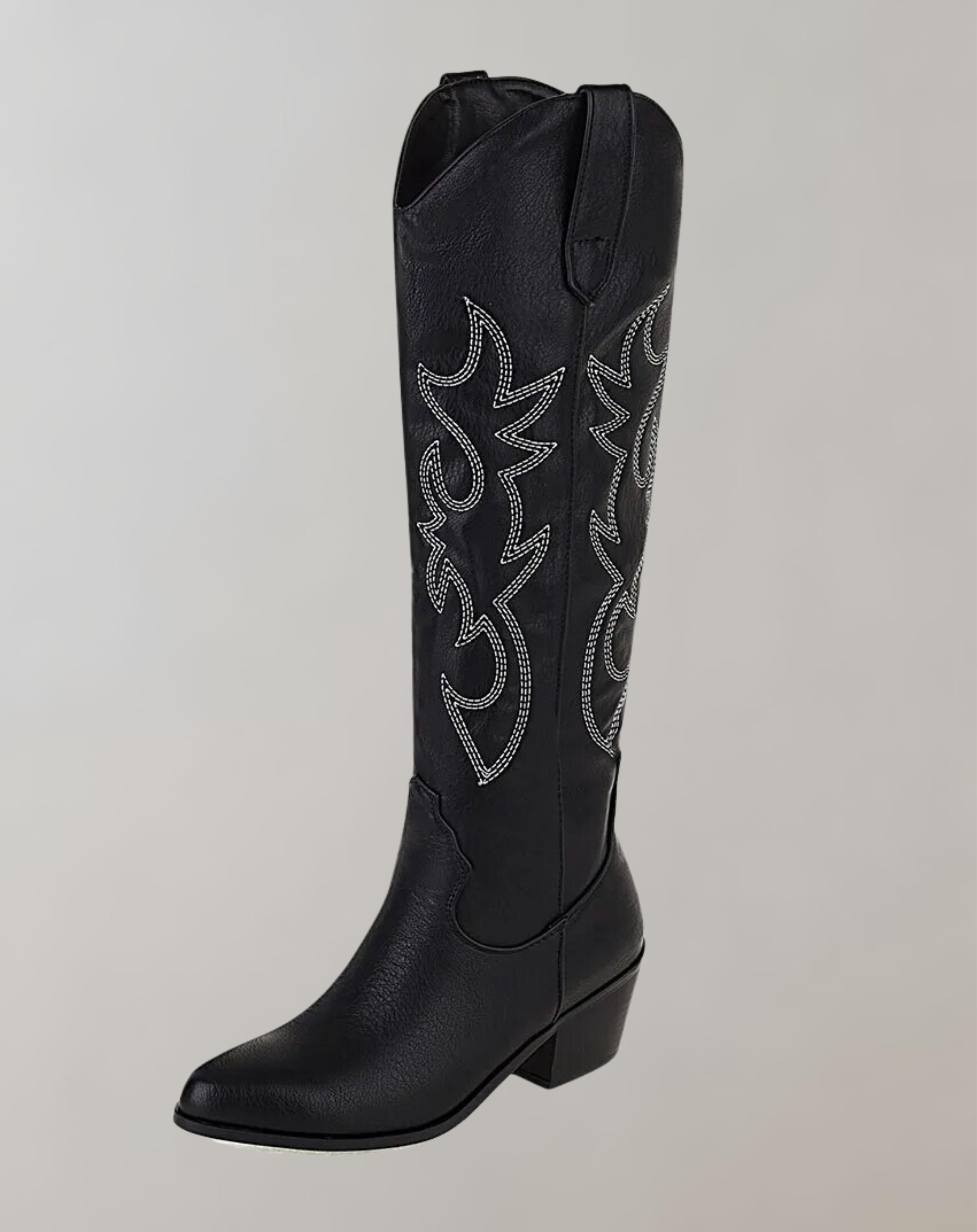 Kniehohe Stiefel Damen Leder Bestickt
