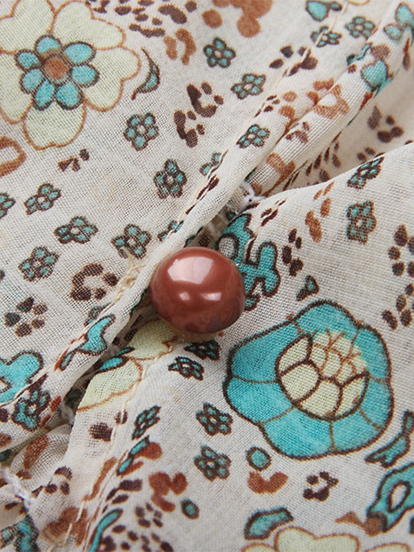 Langes Kleid mit Fransen aus Chiffon und Druck
