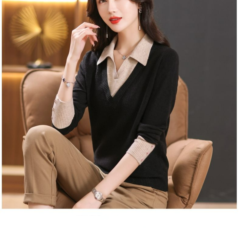 Corin | Mode Original Herbst Zweiteilige Polo Neck Pullover für Frauen