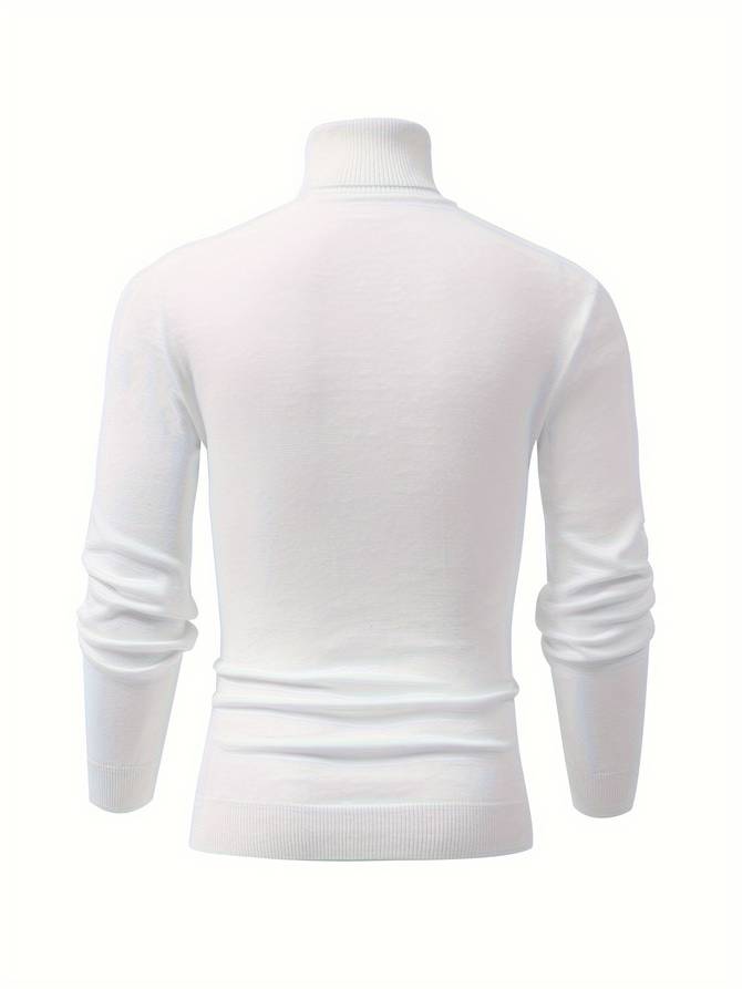 Rudy - Gestreifter Weißer Herren Rollkragenpullover