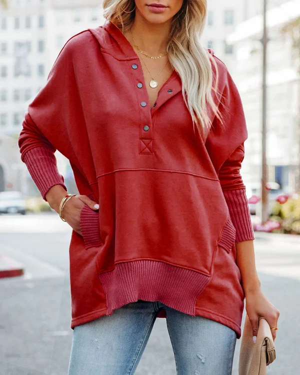 Amara - Lässige Herbst V-Ausschnitt Hoodie für Damen