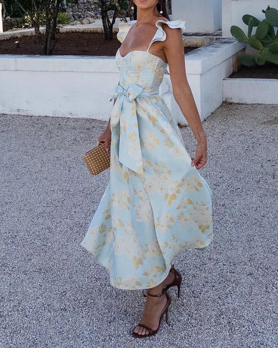 Aloyisa - Elegantes Maxikleid mit Schmetterlingsärmeln