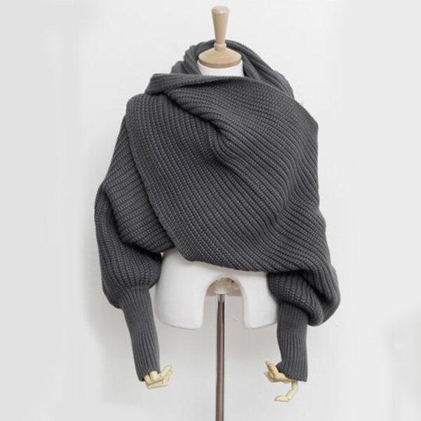 Wassti | Unisex Warmer Strickschal mit Ärmeln