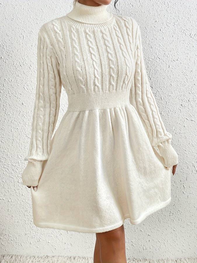 Annegret - Elegantes weißes Strickkleid für Frauen