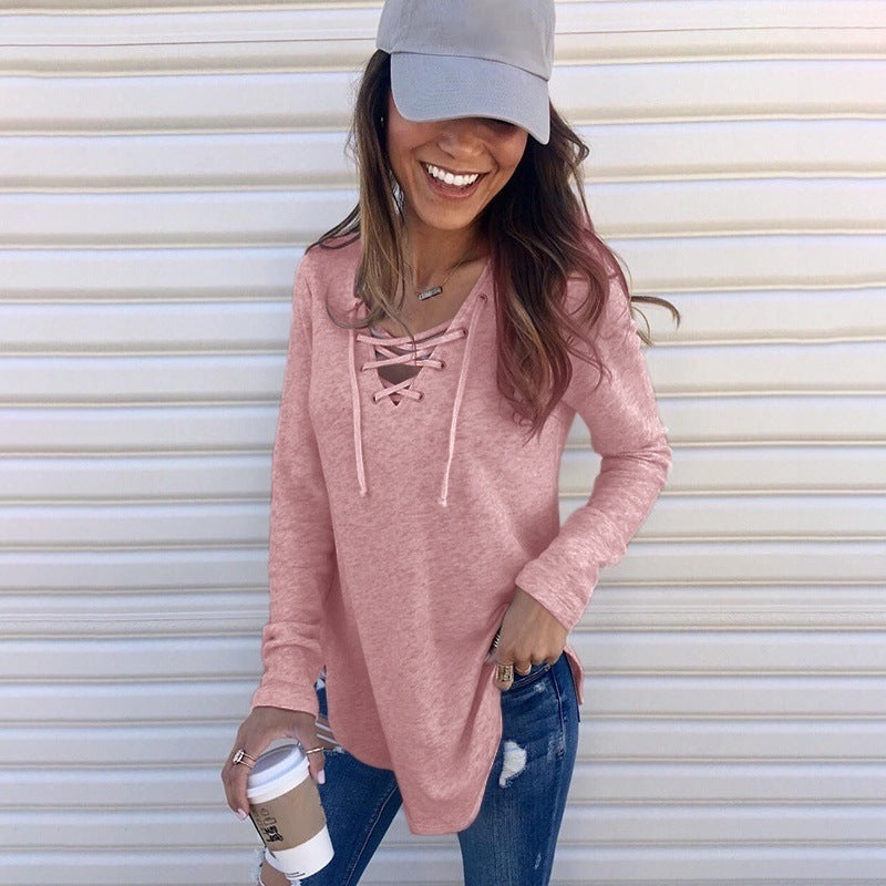 Langarmshirt mit Schnürung | Lässiger Schnitt | Bequemer Stil