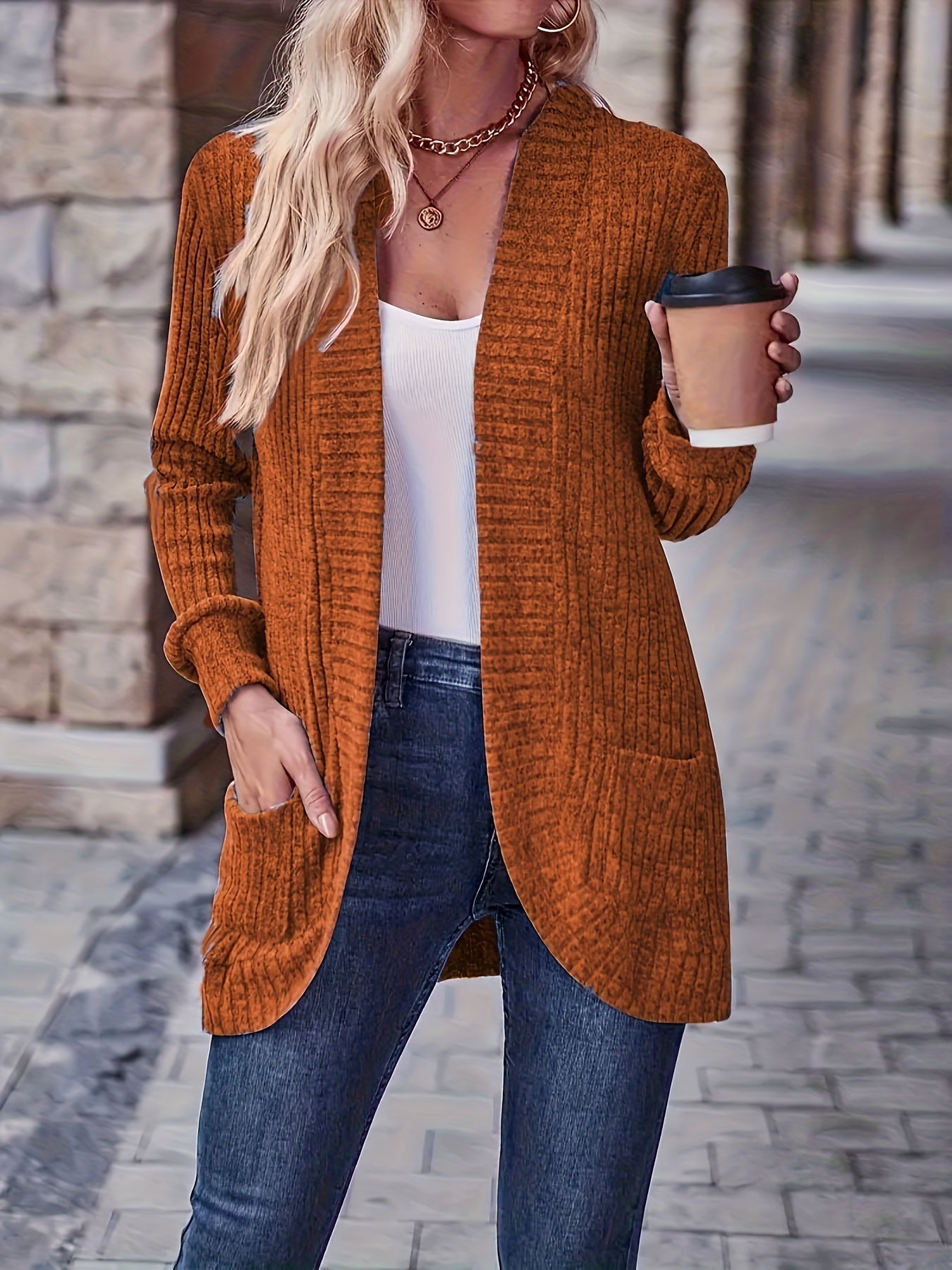 Daisy - Lässige Herbst Strickjacke mit Taschen für Damen