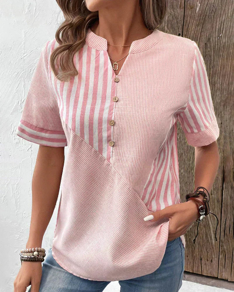 Barbara - Elegante Bluse mit Kunsthandwerksdruck für Damen