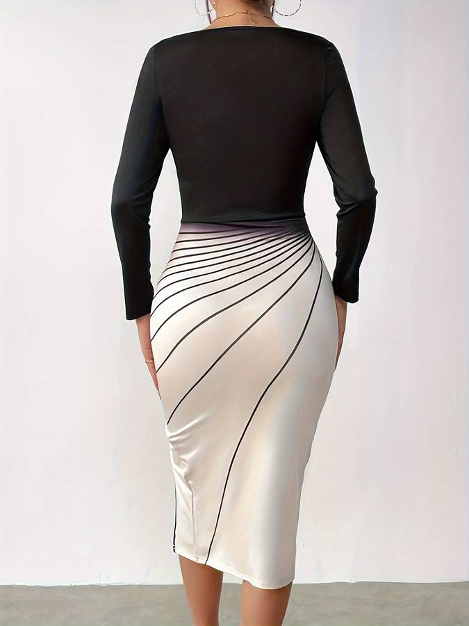 Caja | Zweifarbiges Bodycon-Kleid mit verführerischem Schlitz