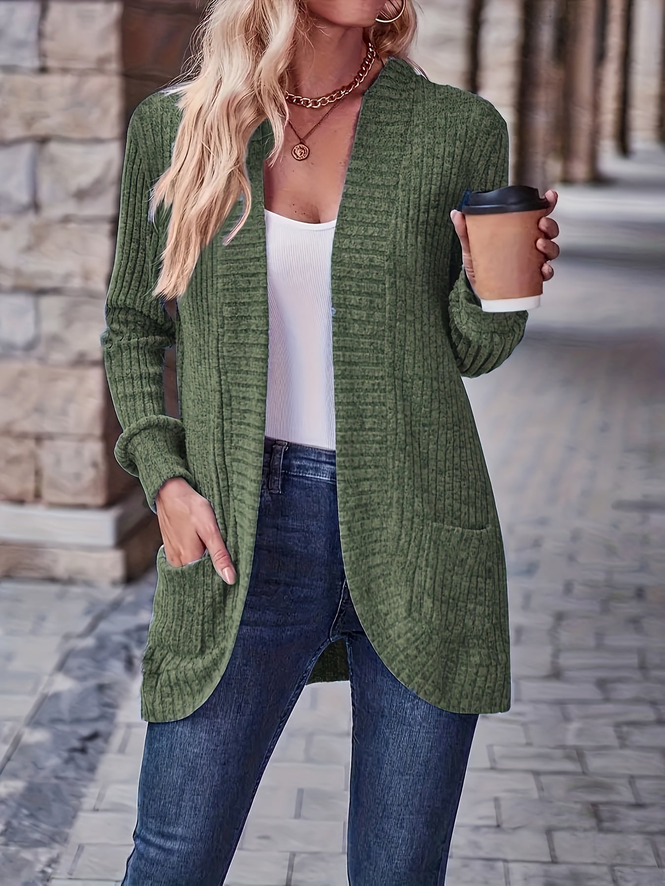 Daisy - Lässige Herbst Strickjacke mit Taschen für Damen