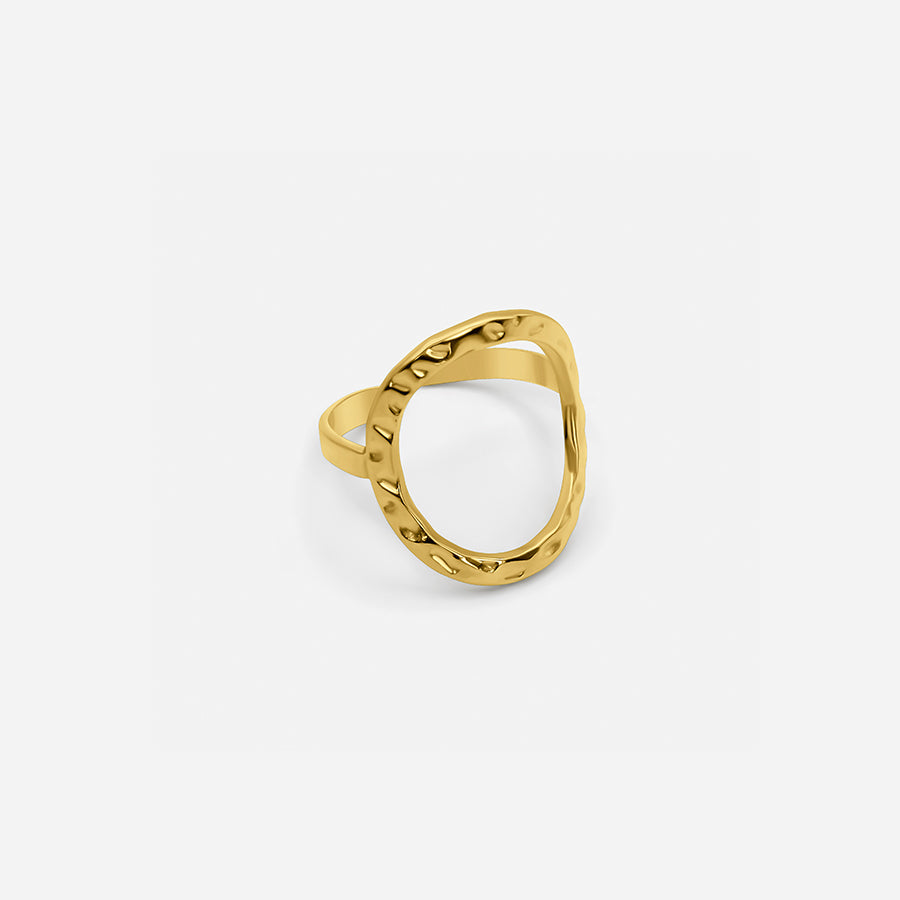 Verstellbarer Goldener Ovalring – Modernes Design mit besonderer Struktur