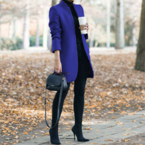 Sanie | Damen Eleganter Stehkragen Wintermantel | Lang