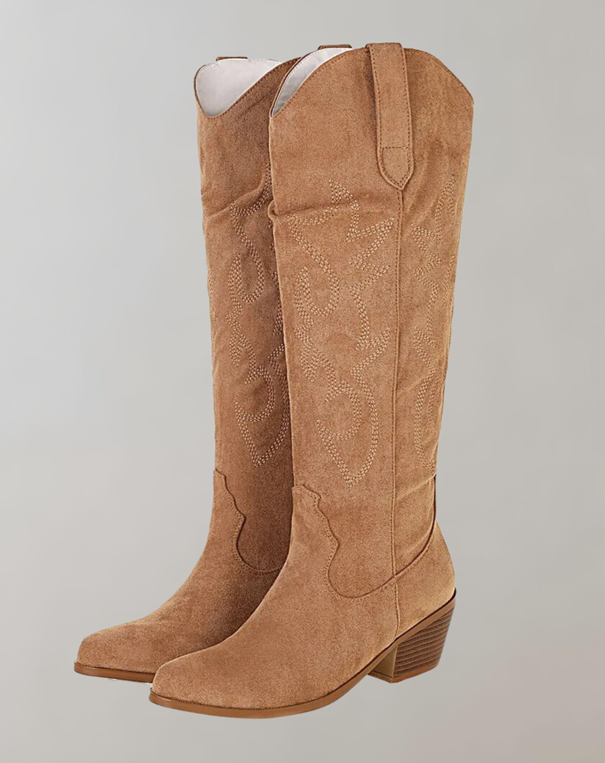 Kniehohe Stiefel Damen Leder Bestickt