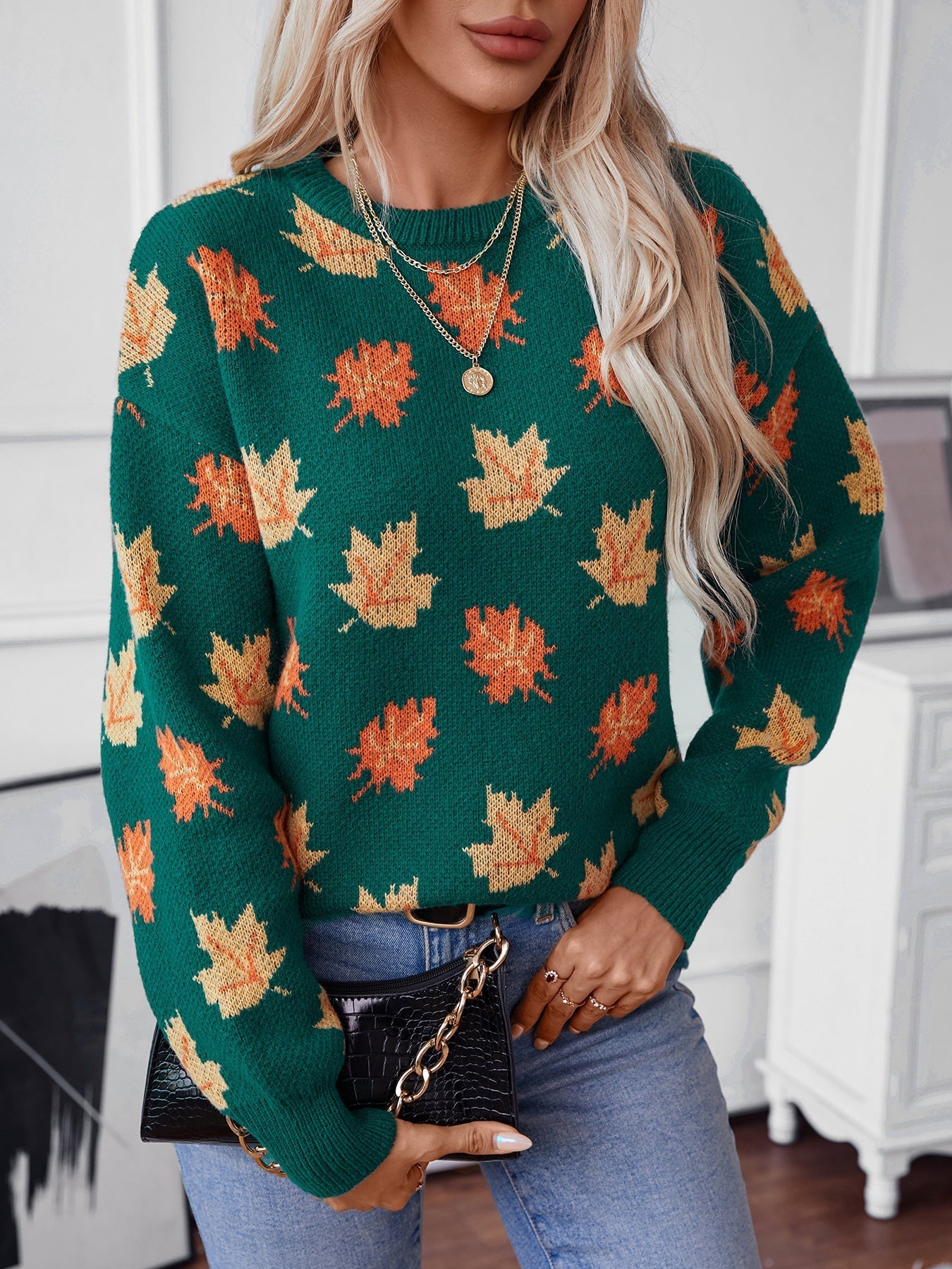 Keno | Gemütlicher Pullover mit Ahornblatt-Muster