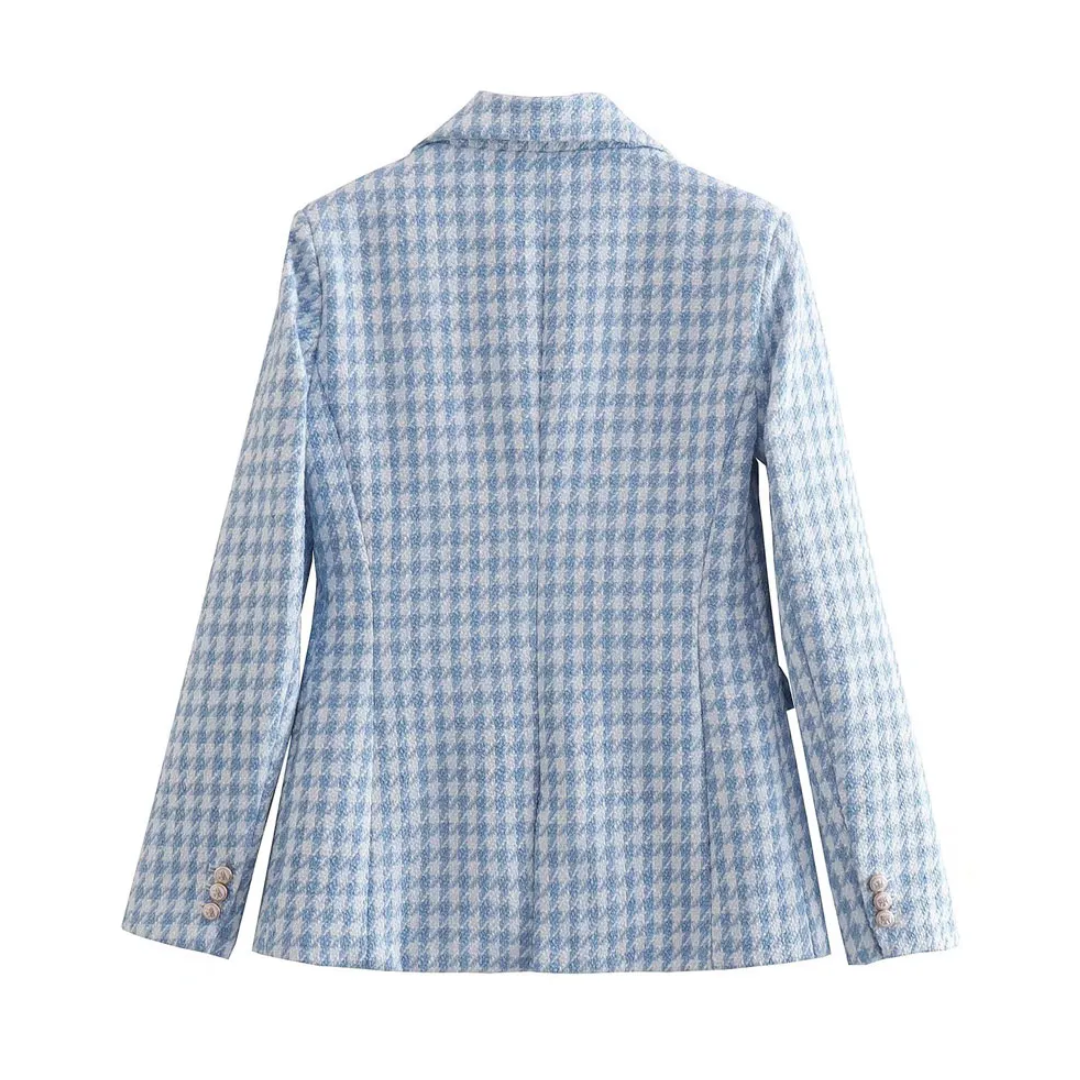 Willow - Zeitloser und Stilvoller Blau Tweed-Blazer für Herbst für Damen