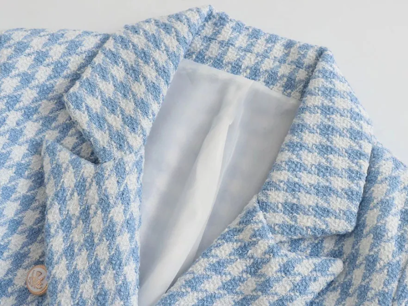 Willow - Zeitloser und Stilvoller Blau Tweed-Blazer für Herbst für Damen