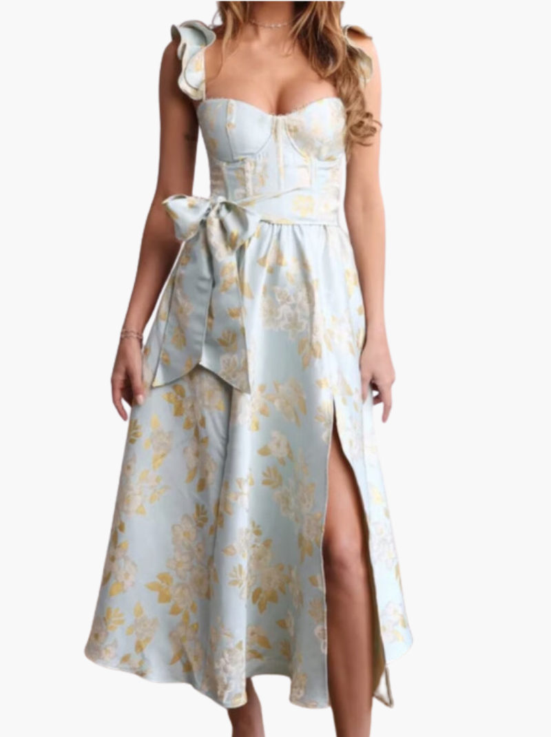Aloyisa - Elegantes Maxikleid mit Schmetterlingsärmeln