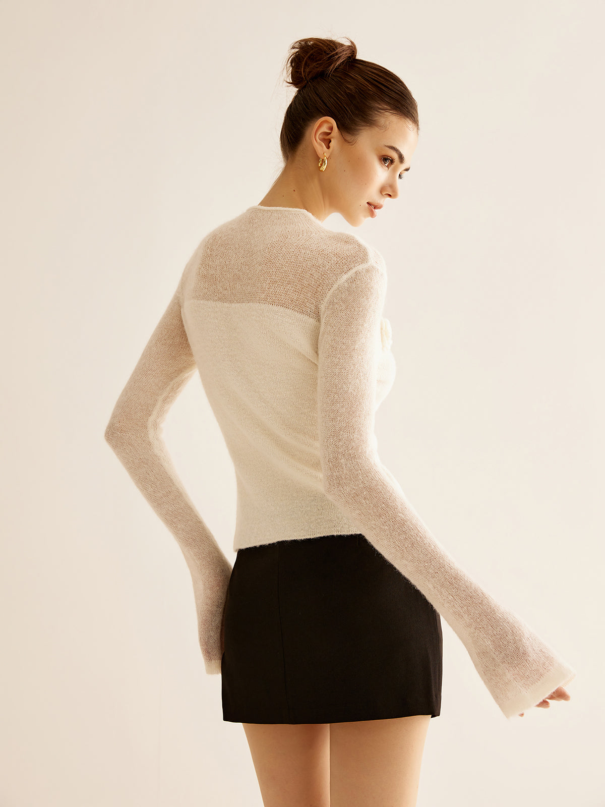 Zella | Floral Panel Soft Knit Design Damen Top