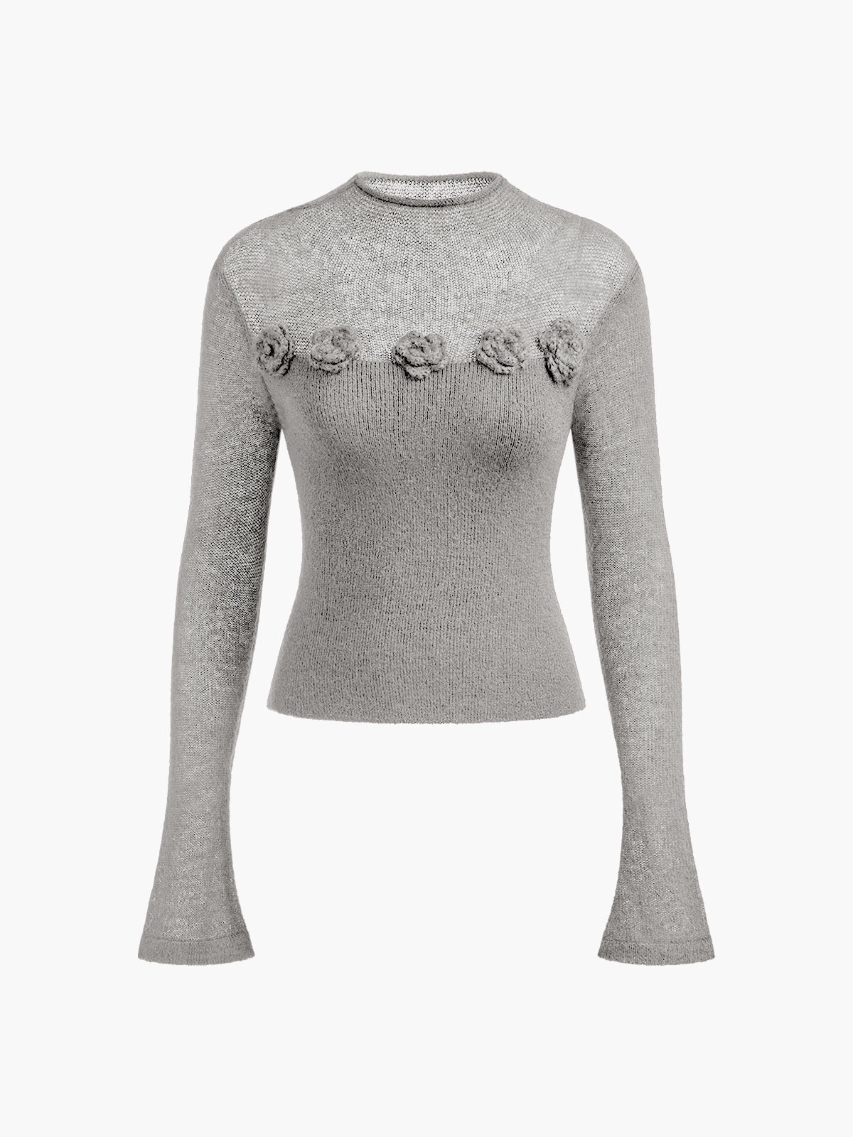Zella | Floral Panel Soft Knit Design Damen Top