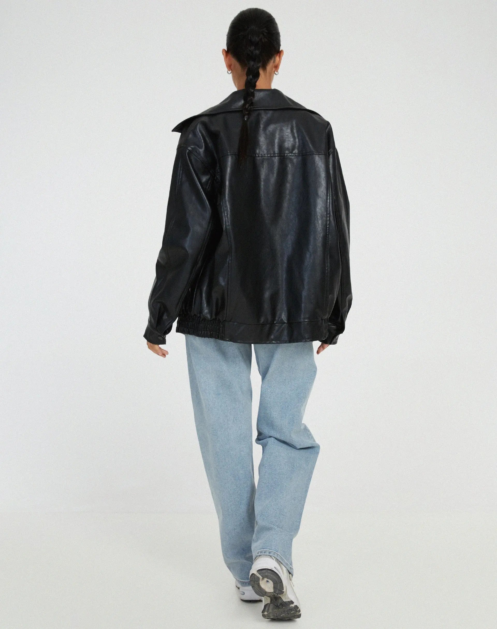 Übergroße Vintage Lederjacke