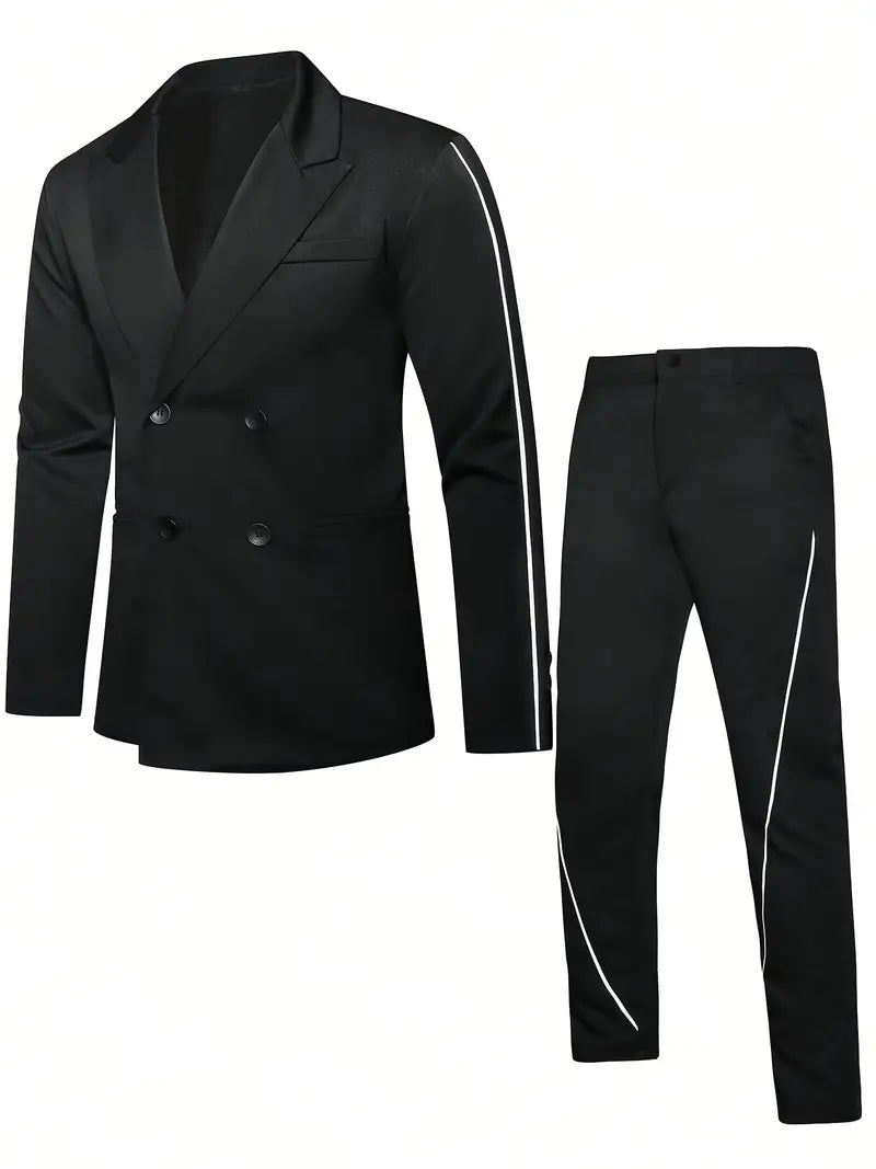Double Breasted Suit Jacket & Dress Pants Anzug-Set für Herren