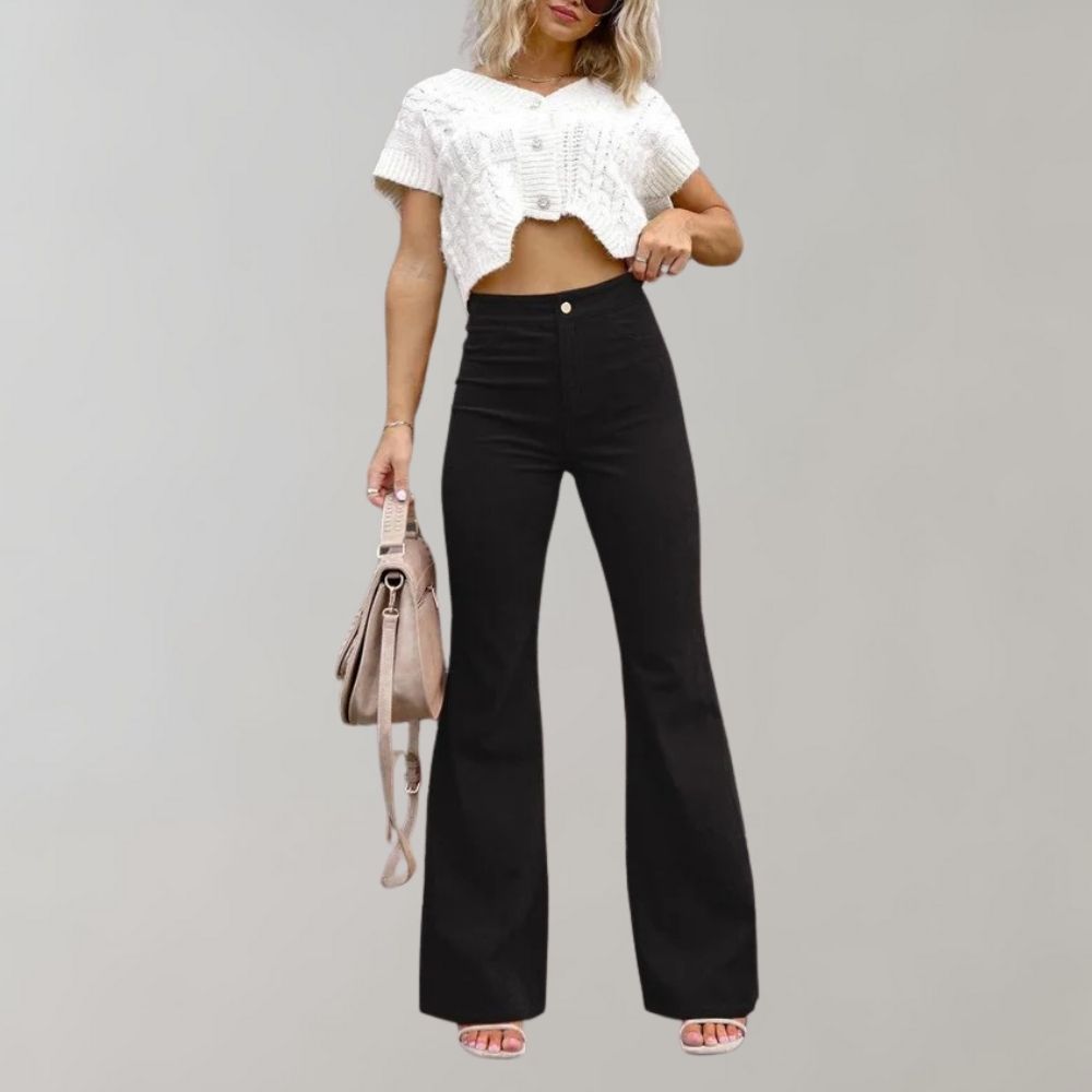 Weit geschnittene Schlaghose | Baumwollmischung | Moderner Look