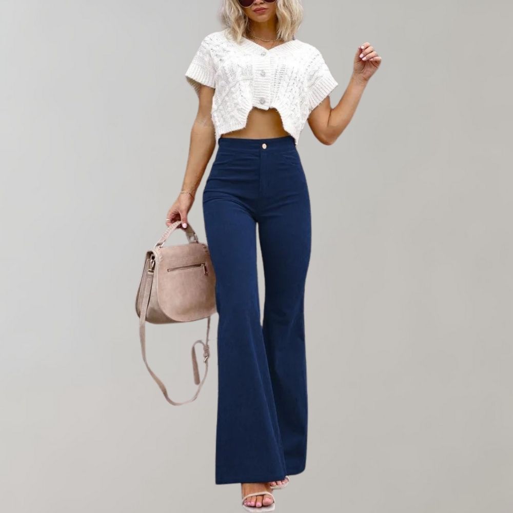Weit geschnittene Schlaghose | Baumwollmischung | Moderner Look