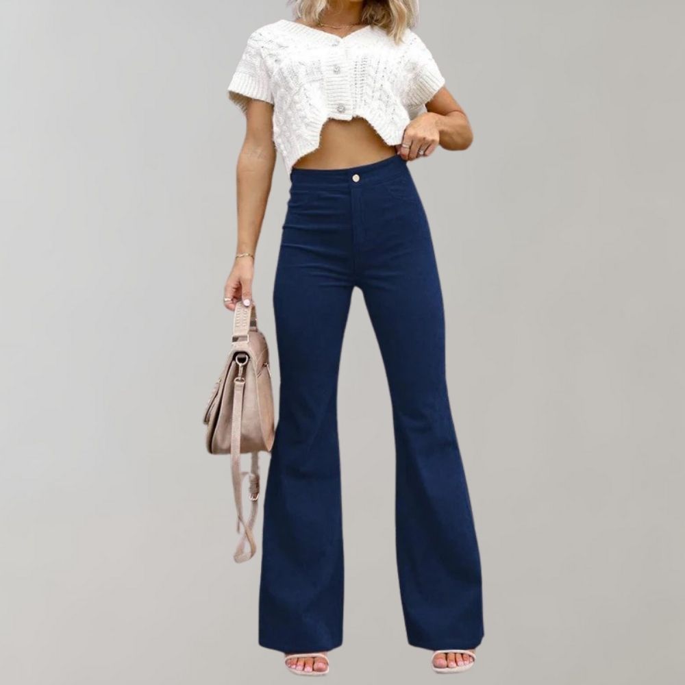 Weit geschnittene Schlaghose | Baumwollmischung | Moderner Look