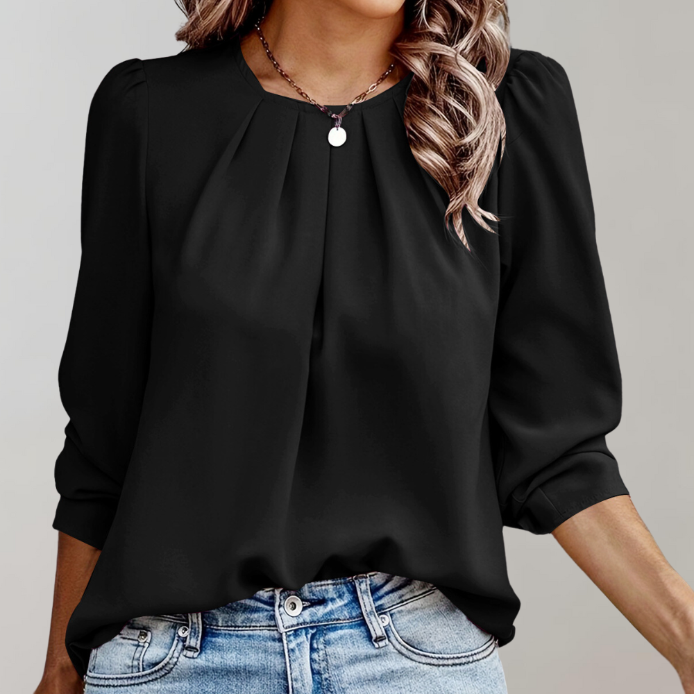 Ivy - Schicke und Stilvolle Frühlingsbluse mit Falten und Puffärmeln für Damen