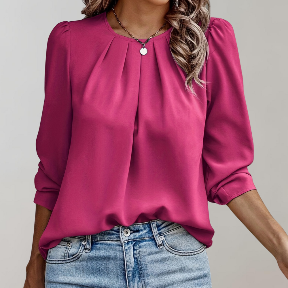 Ivy - Schicke und Stilvolle Frühlingsbluse mit Falten und Puffärmeln für Damen