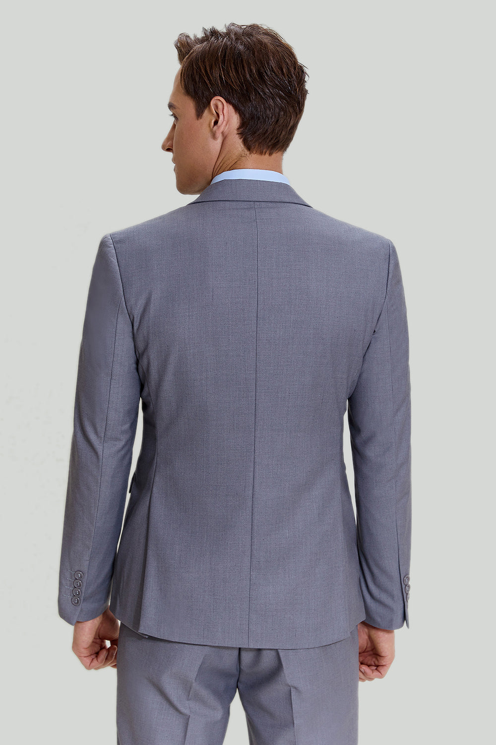Herrenanzug Grau 3-teilig Polyester Gekerbt für Hochzeit und Formelle Anlässe