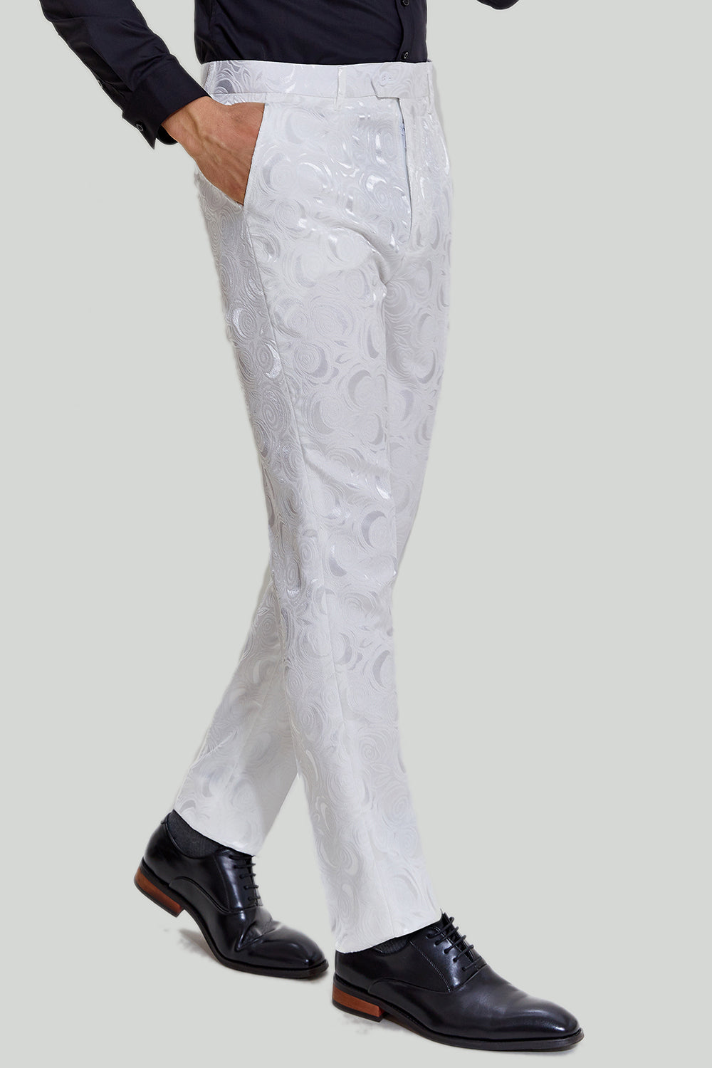 Herrenanzug Weiß Jacquard Satin für Hochzeit und formelle Anlässe