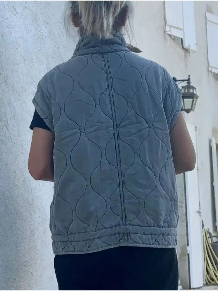 Shani | Herbst Winter Frauen Tasche Baumwolle Mantel Weste ärmellos