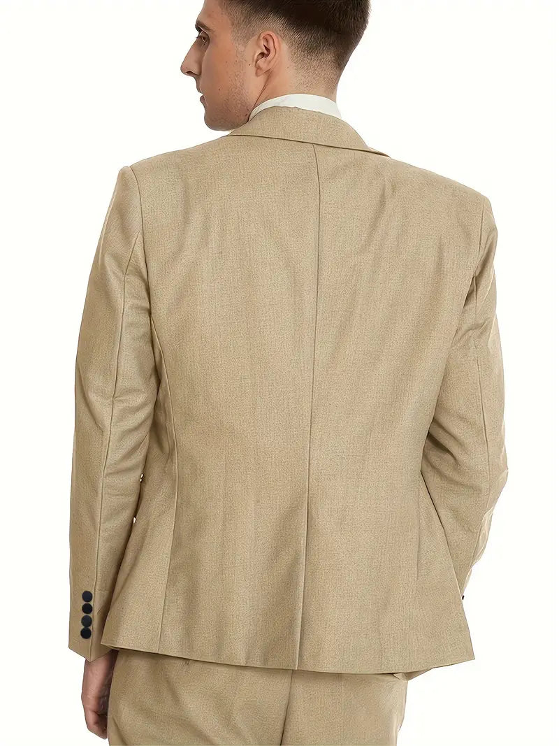 Formales 3-teiliges Set, Smokingjacke mit einem Knopf, einreihige Weste und Hose für Herren