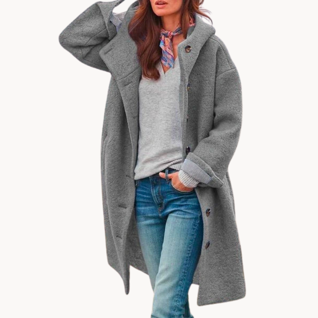 Clara | Eleganter Maximantel mit Kapuze Damenoberbekleidung