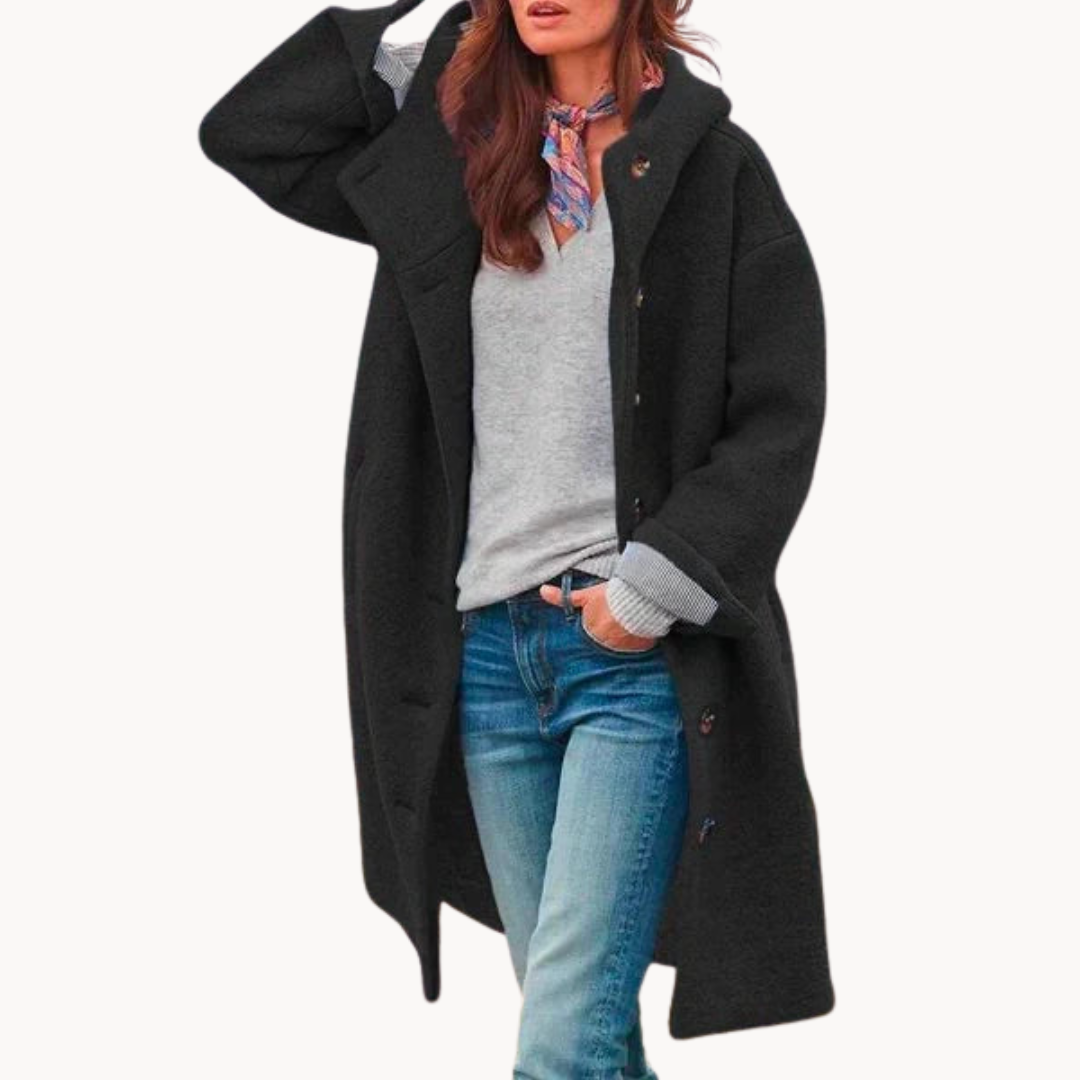 Clara | Eleganter Maximantel mit Kapuze Damenoberbekleidung