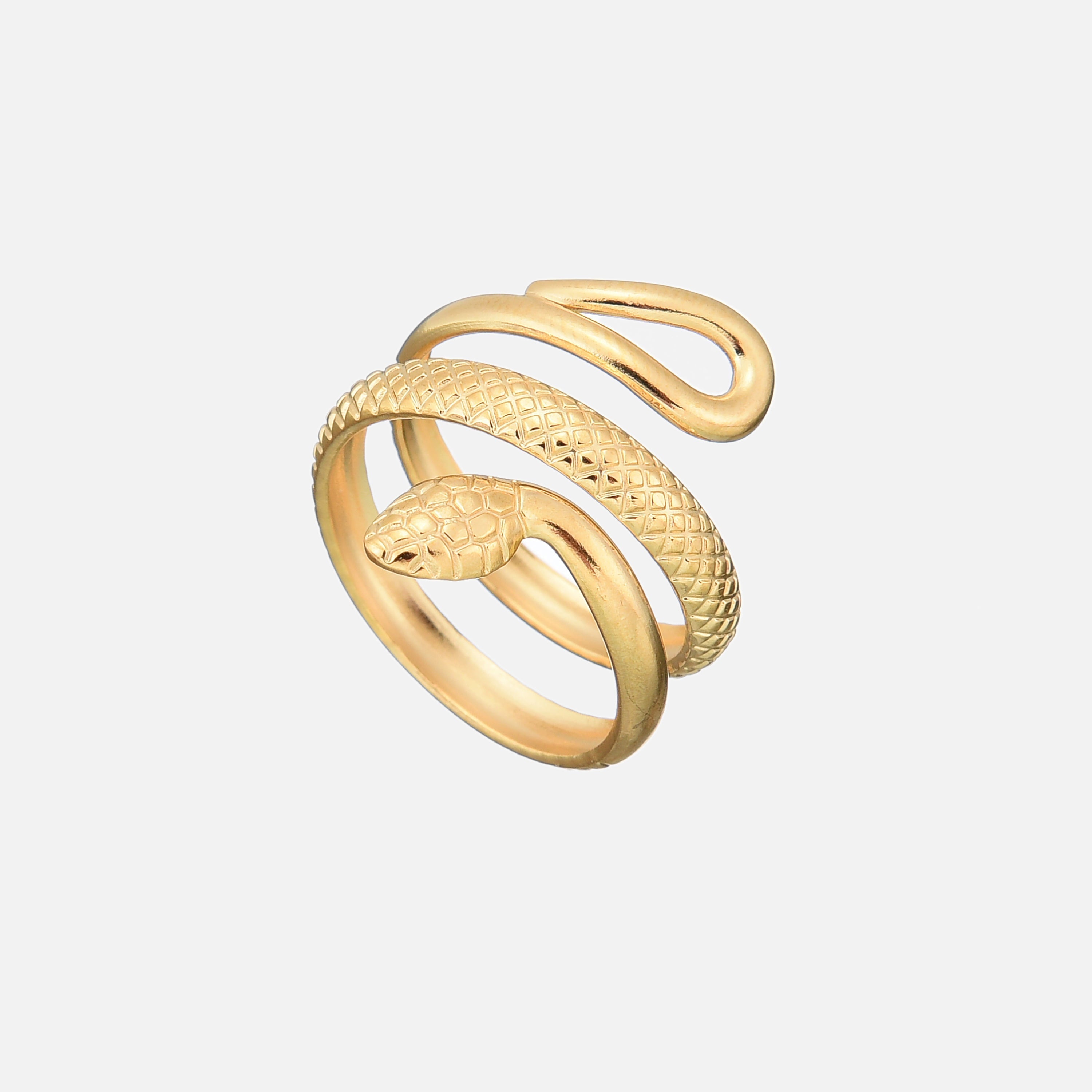 Detaillierter Schlangenring aus Gold oder Silber – Verstellbar & Hypoallergen