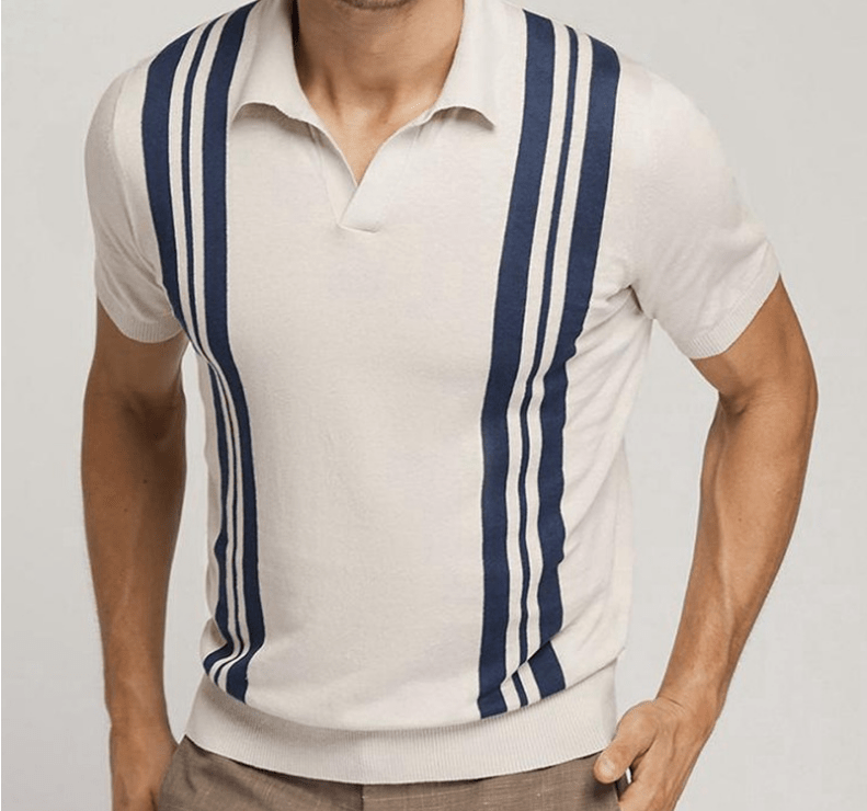 Davinci - Gestreiftes Poloshirt in Aprikose
