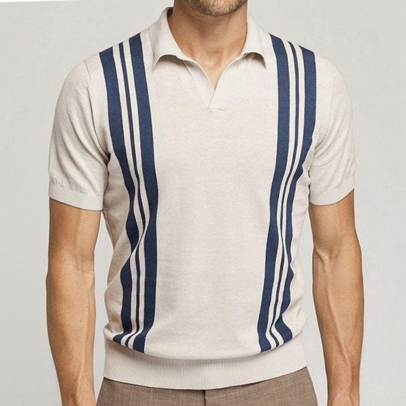 Davinci - Gestreiftes Poloshirt in Aprikose