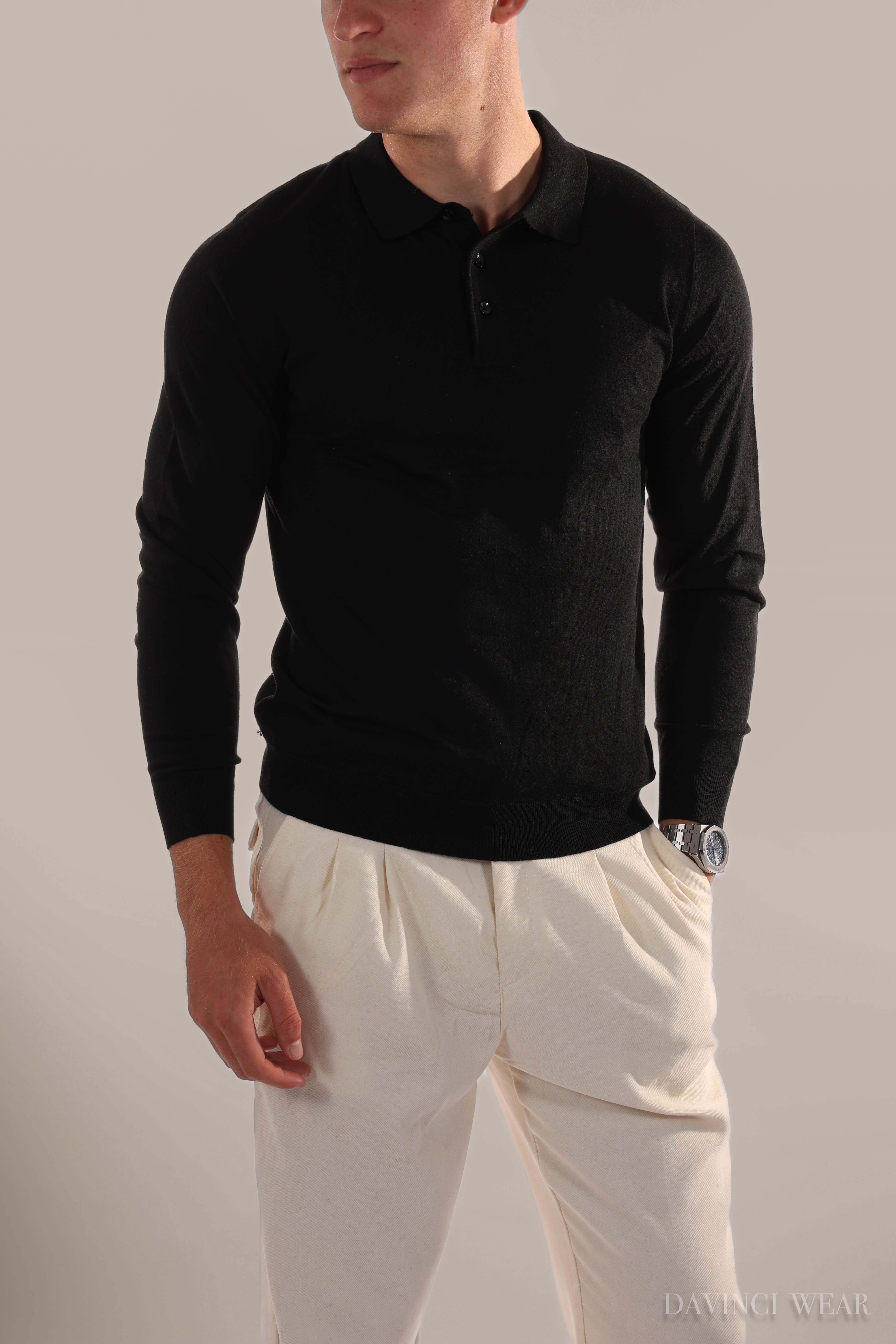 Davinci - Langarm-Poloshirt aus Stoff