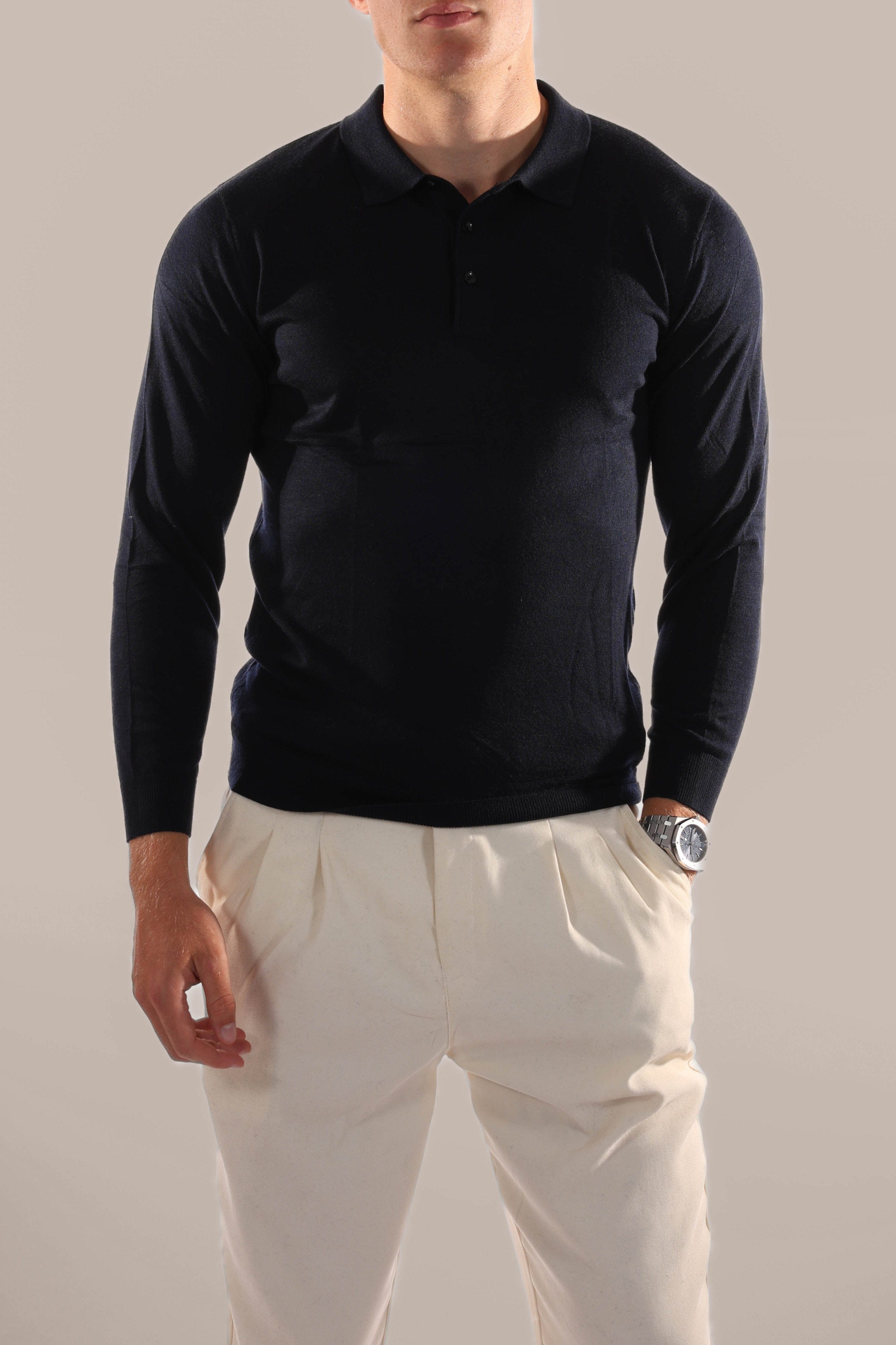 Davinci - Langarm-Poloshirt aus Stoff