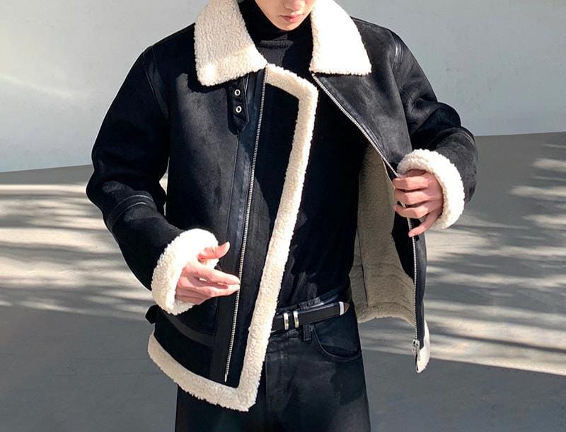 Davinci - Herren Winterjacke Kunstlammfell