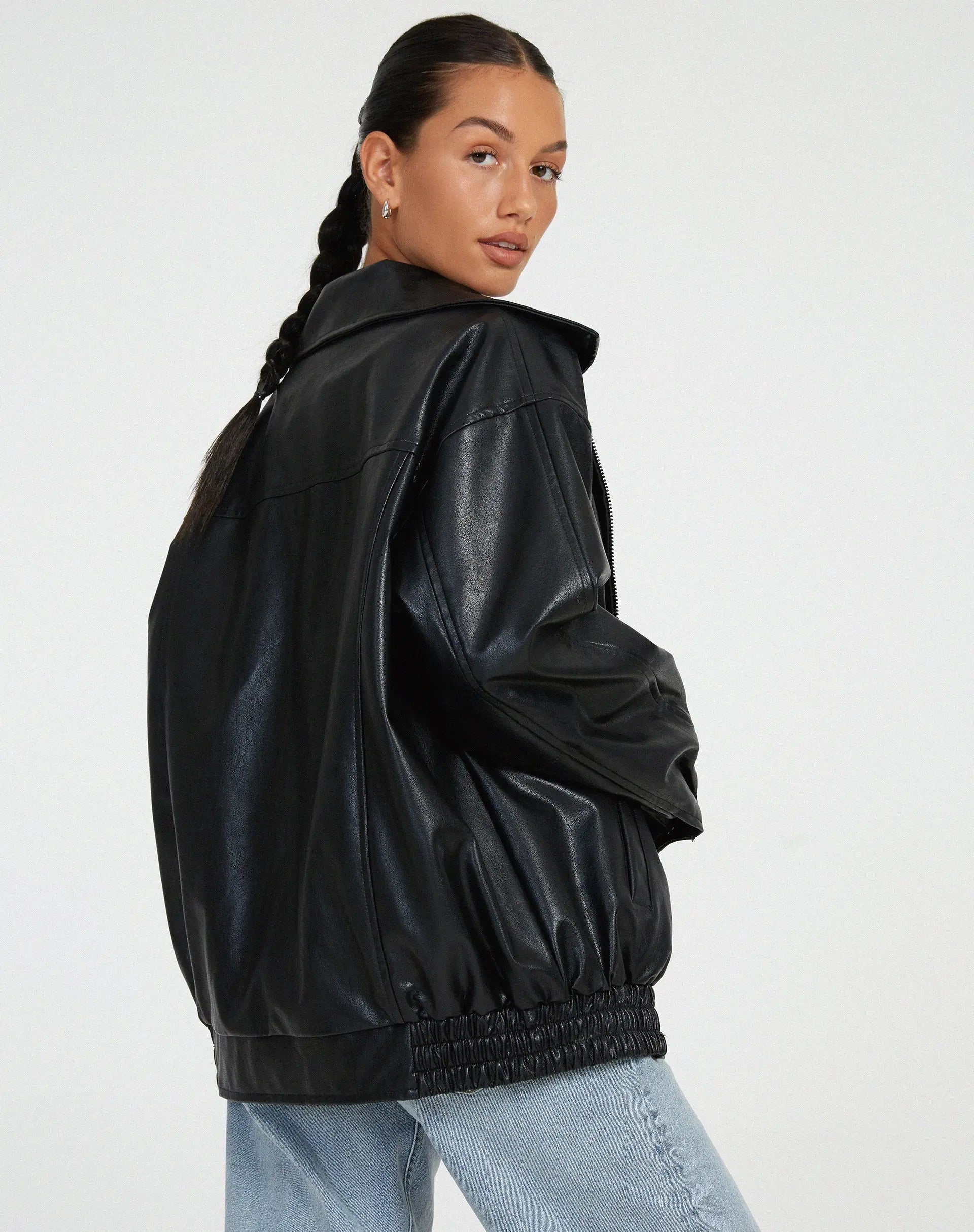 Übergroße Vintage Lederjacke