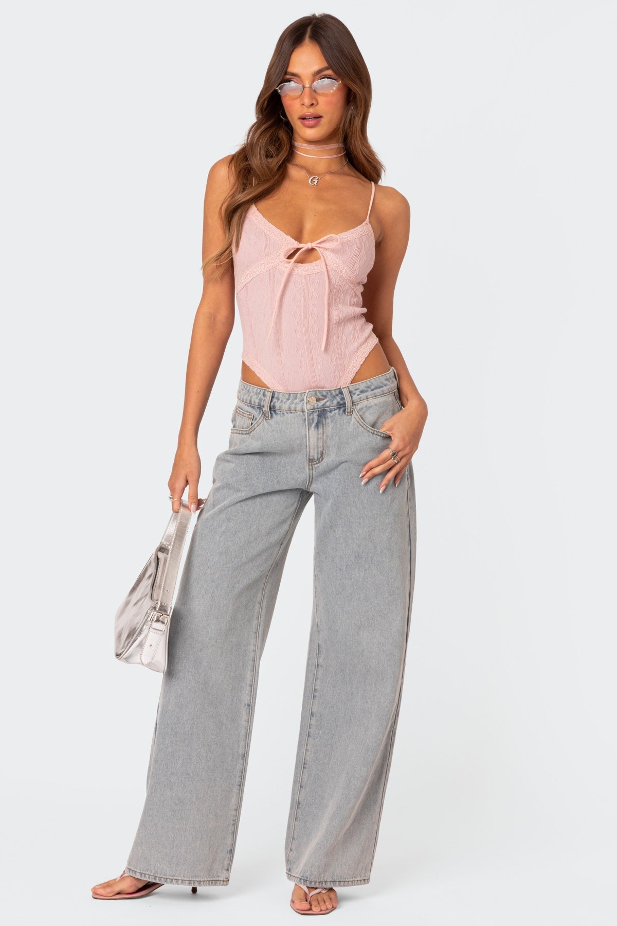 Weite Jeans mit Schleifendetail | Denim | Verspielt, Lässig