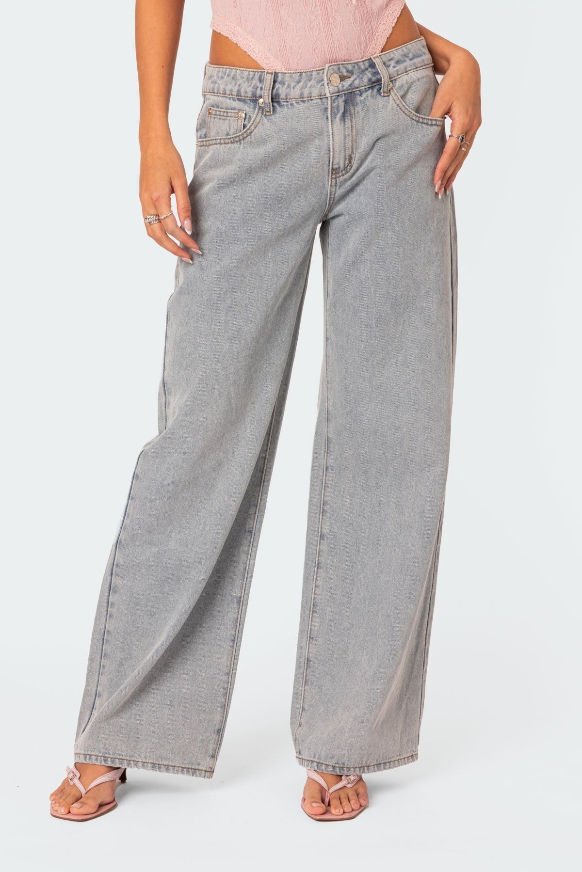 Weite Jeans mit Schleifendetail | Denim | Verspielt, Lässig